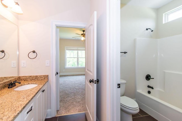 322 Pump House Rd, Evans, GA 30809 - bathroom with vanity, bathing tub / shower combination, and ceiling fan