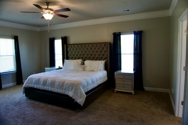4042 Cottingham Way, Augusta, GA 30909 - bedroom featuring crown molding, carpet floors, baseboards, and a ceiling fan
