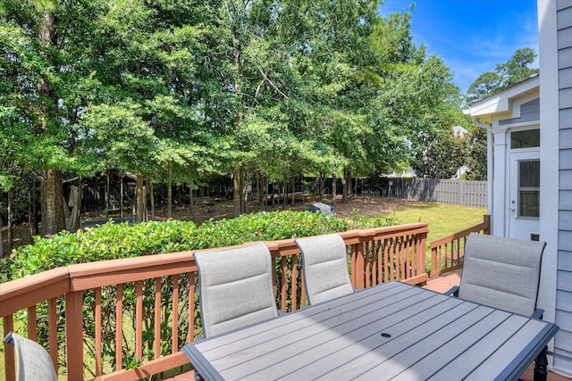 920 Napiers Post Dr, Evans, GA 30809 - wooden terrace featuring outdoor dining space and a fenced backyard