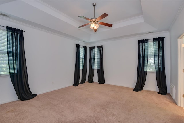 920 Napiers Post Dr, Evans, GA 30809 - unfurnished room with a tray ceiling, light colored carpet, ceiling fan, and ornamental molding