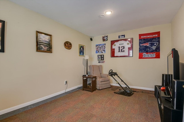 exercise area with carpet and baseboards