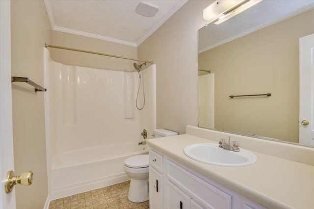 307 Candlewood Dr, Martinez, GA 30907 - full bath featuring toilet, ornamental molding, vanity, and shower / bathtub combination