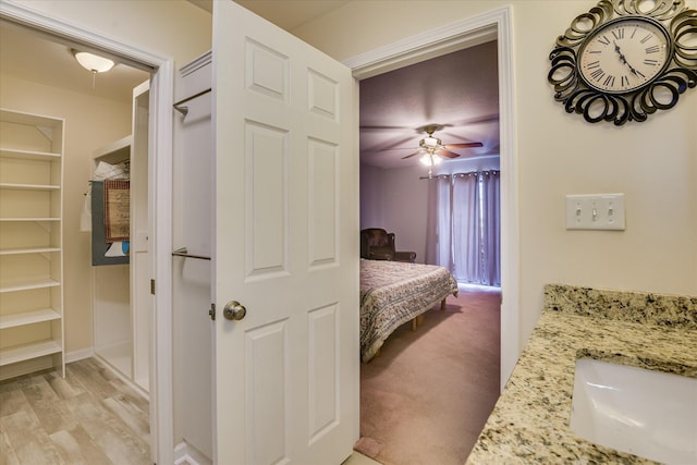 307 Candlewood Dr, Martinez, GA 30907 - bedroom with a sink, ceiling fan, and light wood finished floors