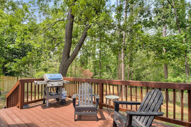 wooden terrace with grilling area