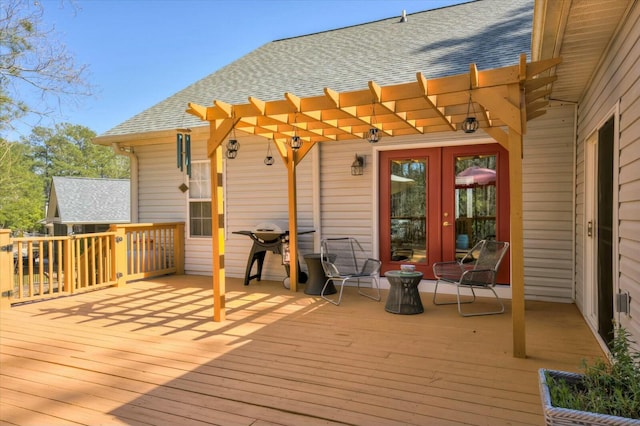 wooden deck with a pergola