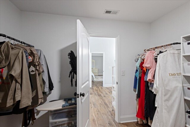 spacious closet with light wood-type flooring