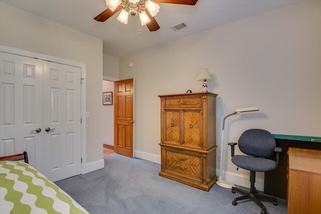 207 Rosewood Ln, Mccormick, SC 29835 - carpeted bedroom with a closet, baseboards, and ceiling fan