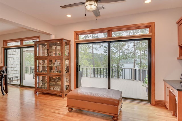 207 Rosewood Ln, Mccormick, SC 29835 - living area with a ceiling fan, healthy amount of natural light, light wood-type flooring, and recessed lighting