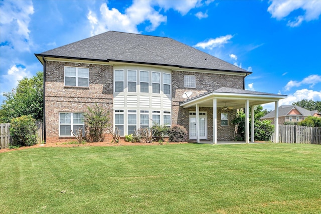 5197 Windmill Pl, Evans, GA 30809 - back of property featuring brick siding, ceiling fan, a shingled roof, and french doors