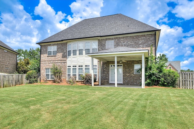 5197 Windmill Pl, Evans, GA 30809 - back of house featuring brick siding, a ceiling fan, a patio, and roof with shingles