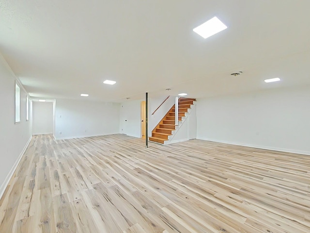 623 Stanton Dr, North Augusta, SC 29841 - unfurnished living room featuring stairs, light wood-style floors, and recessed lighting