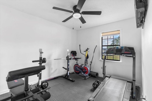 2726 Cardigan Ct, Hephzibah, GA 30815 - exercise room featuring baseboards and a ceiling fan