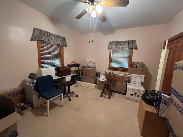 139 Cresent Dr, Mccormick, SC 29835 - home office with ceiling fan and carpet floors