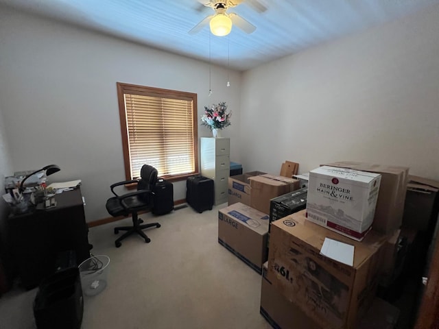 139 Cresent Dr, Mccormick, SC 29835 - office area with ceiling fan and light carpet