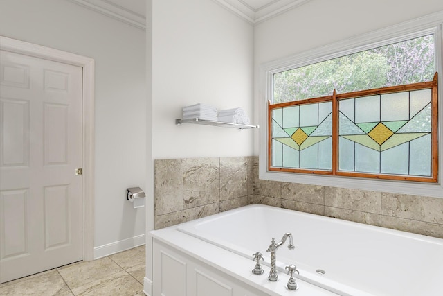 12 Shadowbrook Cir, Augusta, GA 30909 - full bathroom featuring a bath, ornamental molding, baseboards, and tile patterned floors