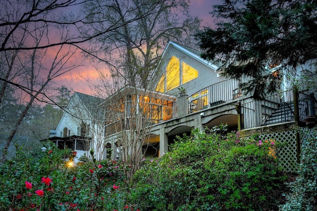 12 Shadowbrook Cir, Augusta, GA 30909 - rear view of property with a balcony and stucco siding