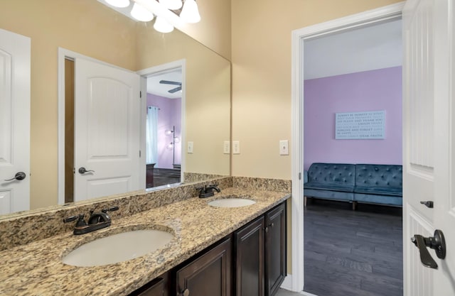 343 Abby Cir, Greenville, SC 29607 - full bath featuring double vanity, wood finished floors, and a chandelier