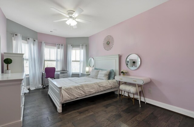 343 Abby Cir, Greenville, SC 29607 - bedroom with dark wood-style floors, baseboards, and ceiling fan