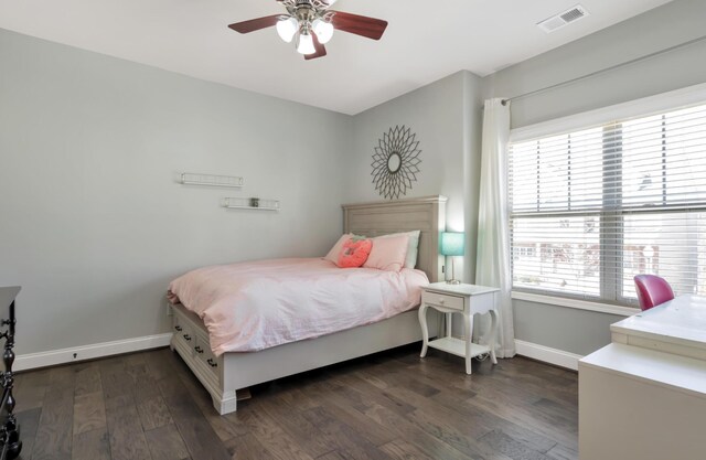 343 Abby Cir, Greenville, SC 29607 - bedroom with baseboards, dark wood finished floors, and ceiling fan