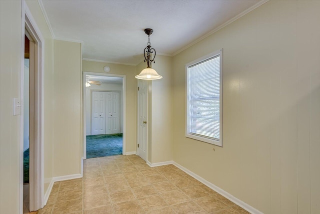 hall featuring ornamental molding