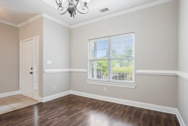 2042 Silver Run Fls, Grovetown, GA 30813 - empty room featuring a chandelier, wood finished floors, and ornamental molding