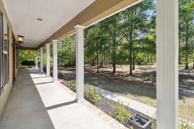 view of patio featuring a porch