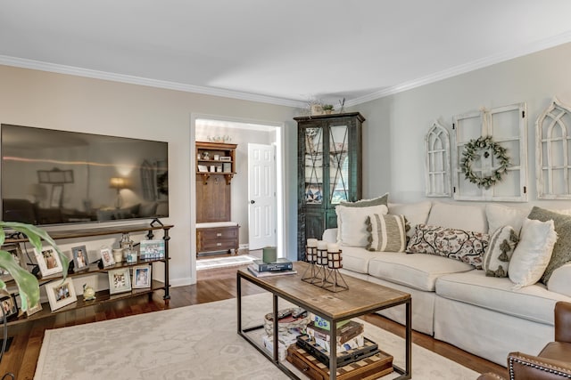 217 Longmeadow Rd, North Augusta, SC 29860 - living room featuring crown molding and wood finished floors