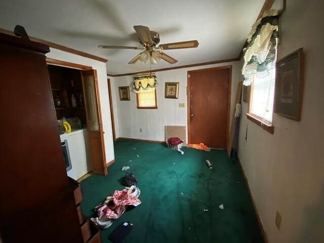 1012 14th Ave, Augusta, GA 30901 - carpeted empty room with ceiling fan, ornamental molding, and baseboards