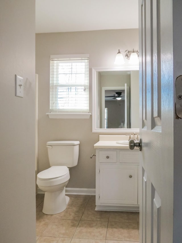 bathroom featuring tile patterned floors, toilet, and vanity