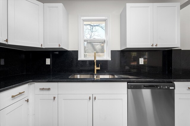 321 Padrick St, Martinez, GA 30907 - kitchen with dishwasher, a sink, tasteful backsplash, and white cabinetry