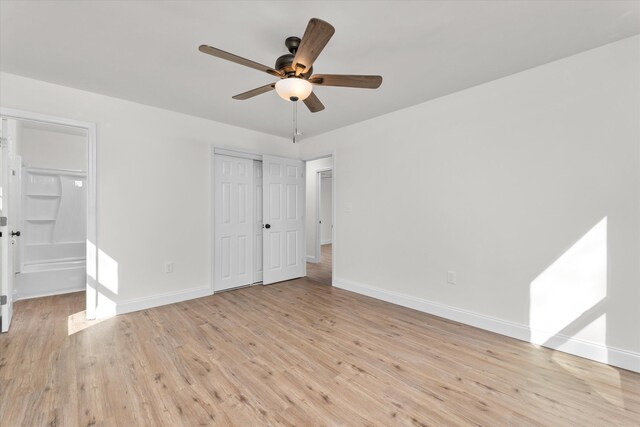 321 Padrick St, Martinez, GA 30907 - unfurnished bedroom featuring baseboards, light wood-type flooring, a closet, and a ceiling fan