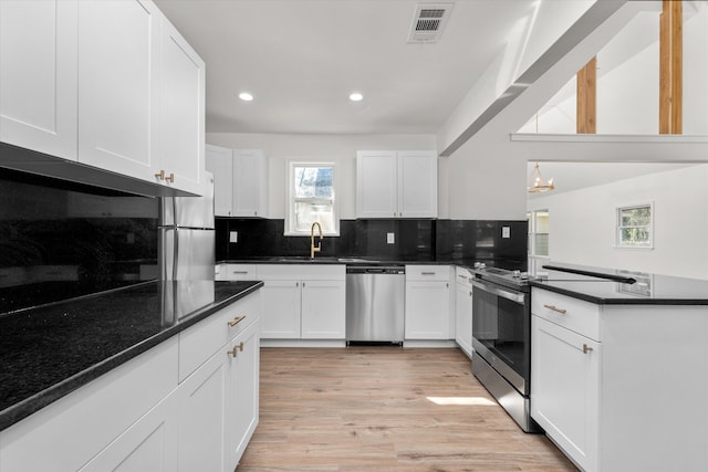 321 Padrick St, Martinez, GA 30907 - kitchen featuring appliances with stainless steel finishes, recessed lighting, a sink, backsplash, and white cabinetry