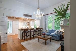 1792 Appleton Rd, Allendale, SC 29810 - living room with hardwood / wood-style flooring and a notable chandelier