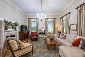 1792 Appleton Rd, Allendale, SC 29810 - living room with crown molding and a chandelier