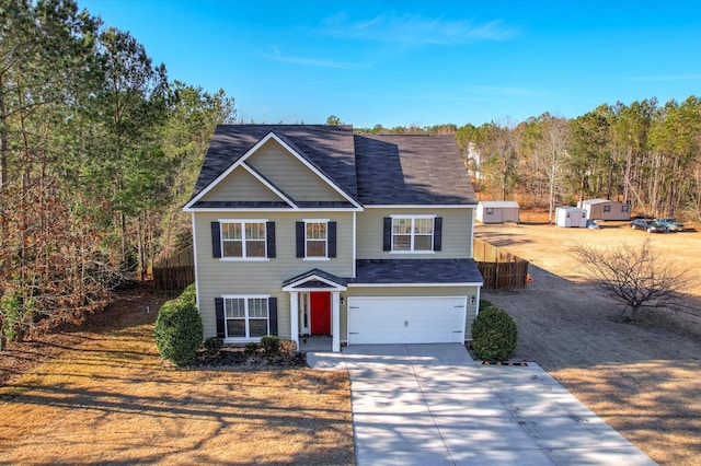 view of property featuring a garage