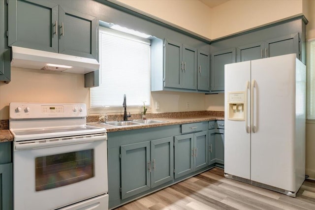 65 W Calhoun St, Wadley, GA 30477 - kitchen featuring white appliances, under cabinet range hood, and light wood-type flooring