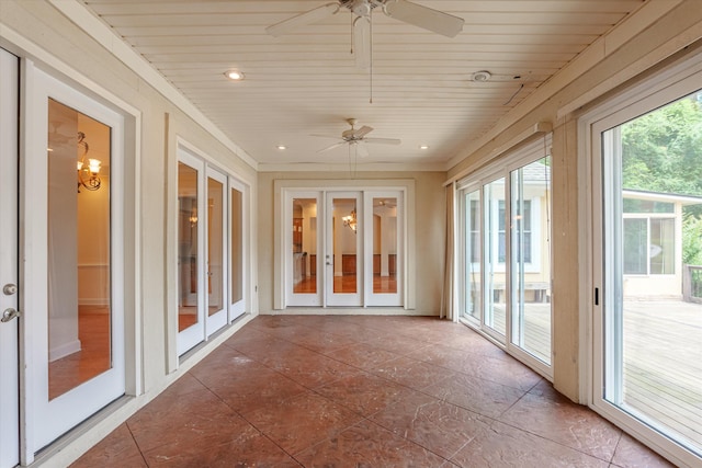 4120 Shady Oaks Dr, Martinez, GA 30907 - unfurnished sunroom featuring french doors, recessed lighting, tile patterned floors, and ornamental molding