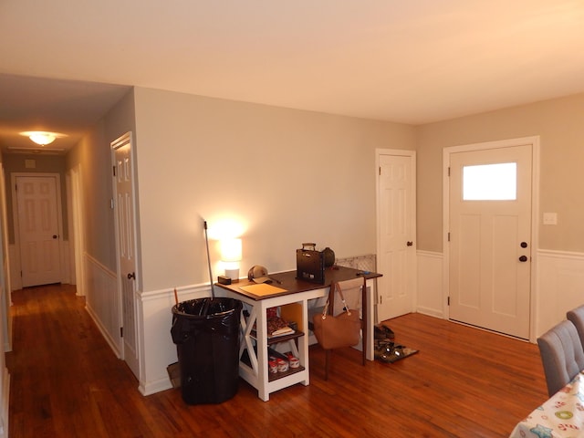 foyer with dark wood-type flooring