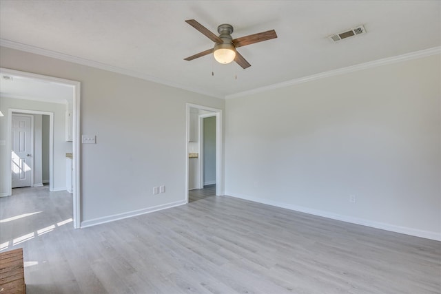 301 Cobblestone Ct, Martinez, GA 30907 - empty room featuring a ceiling fan, light wood finished floors, and ornamental molding