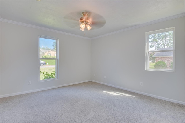 301 Cobblestone Ct, Martinez, GA 30907 - carpeted spare room featuring plenty of natural light, crown molding, and ceiling fan