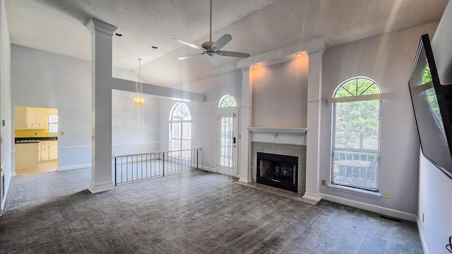 206 W Amelia Dr, Martinez, GA 30907 - unfurnished living room with a wealth of natural light, carpet floors, and ceiling fan