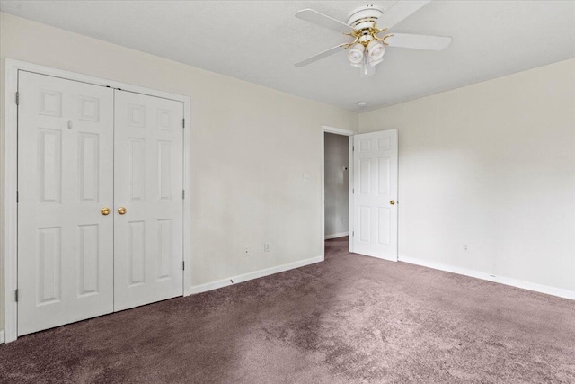 4500 Marthas Way, Grovetown, GA 30813 - unfurnished bedroom featuring carpet floors, baseboards, a closet, and a ceiling fan