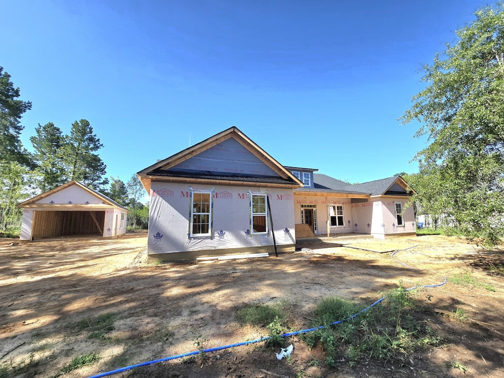 1189 Bellingham Dr, Beech Island, SC 29842 - rear view of property featuring an outdoor structure and a detached garage