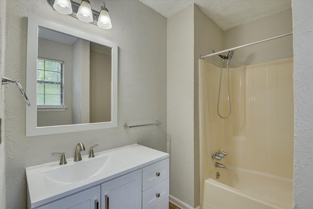 216 Dry Creek Rd, Evans, GA 30809 - full bathroom featuring bathing tub / shower combination, vanity, and a textured wall