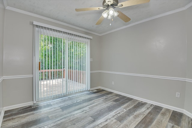 216 Dry Creek Rd, Evans, GA 30809 - spare room featuring wood finished floors, baseboards, a ceiling fan, and ornamental molding