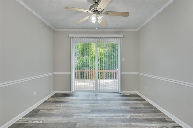 216 Dry Creek Rd, Evans, GA 30809 - empty room featuring wood finished floors, a ceiling fan, baseboards, and ornamental molding