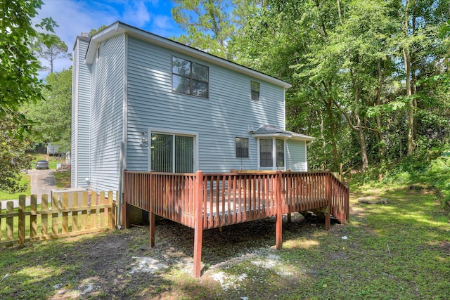 216 Dry Creek Rd, Evans, GA 30809 - back of house featuring a chimney and a wooden deck