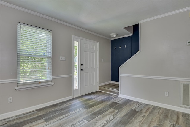 216 Dry Creek Rd, Evans, GA 30809 - entrance foyer with healthy amount of natural light, wood finished floors, ornamental molding, and baseboards