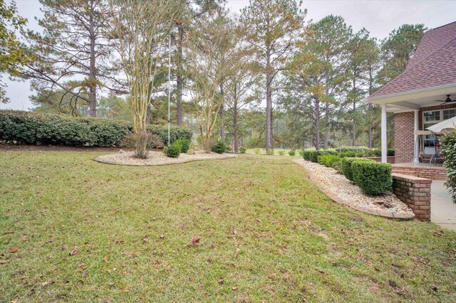 view of yard featuring ceiling fan