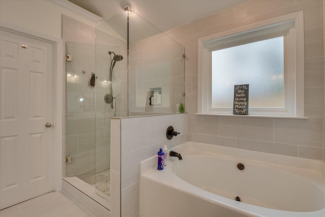 4804 High Meadows Dr, Grovetown, GA 30813 - bathroom featuring a stall shower, a garden tub, and tile patterned flooring
